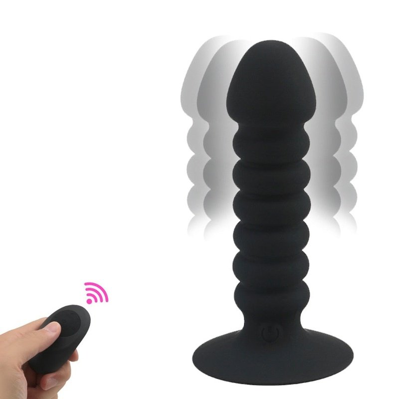 Plug Anal Vibrant Télescopique Avec Télécommande - Silicone Noir - Sextoy Unisexe - Neuf