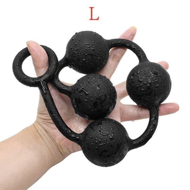 Chaîne à Boules Anales Black Velvets – Silicone Noir, Basique, Neuve