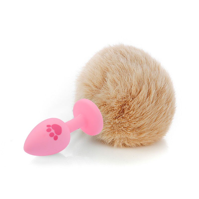 Plug Anal Queue de Lapin silicone Noir Pompon Marron | Plug Avenue